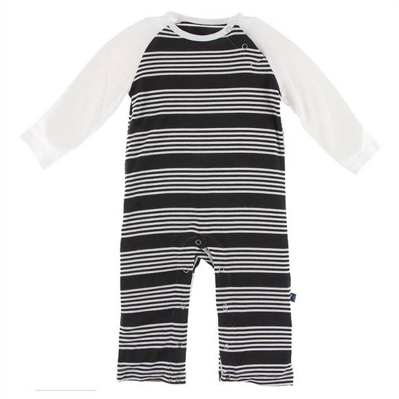 NEW KICKEE baby long sleeve raglan romper in zebra stripe - Picture 1 of 1